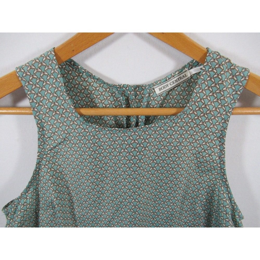 Y2K Body Central Button Back Blouse Women M Sleeveless Geometric Lightweight - Picture 2 of 5